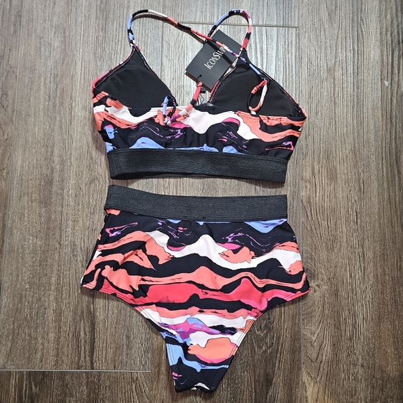 IconSwim Womens High Waisted Bikini Set Sz S Multicolor, Beach,Vacation - Picture 8 of 13